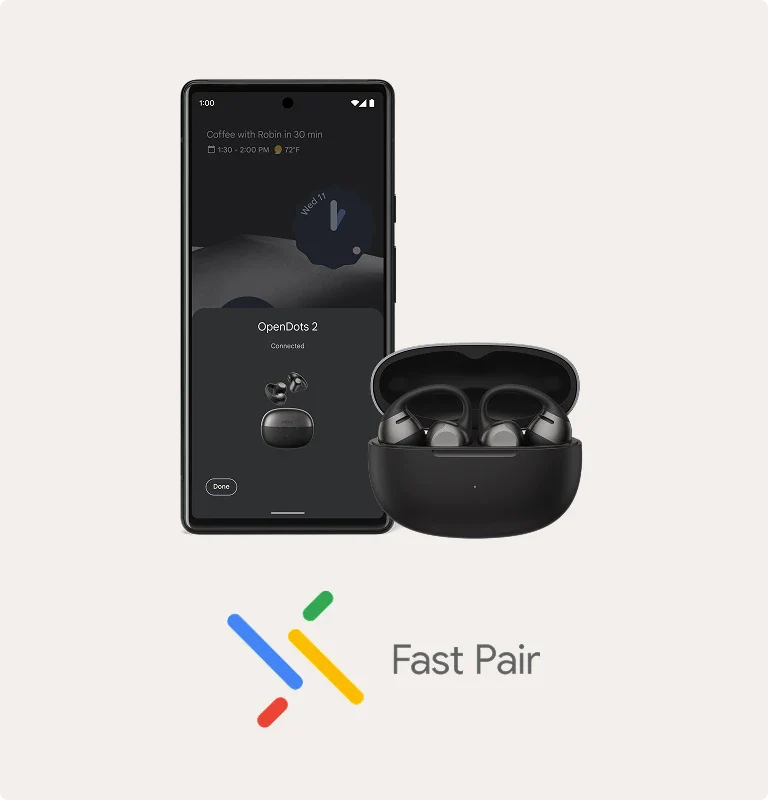 Shokz OpenDots 2 - Bluetooth 6.1 Google Fast Pair i Microsoft Swift Pair