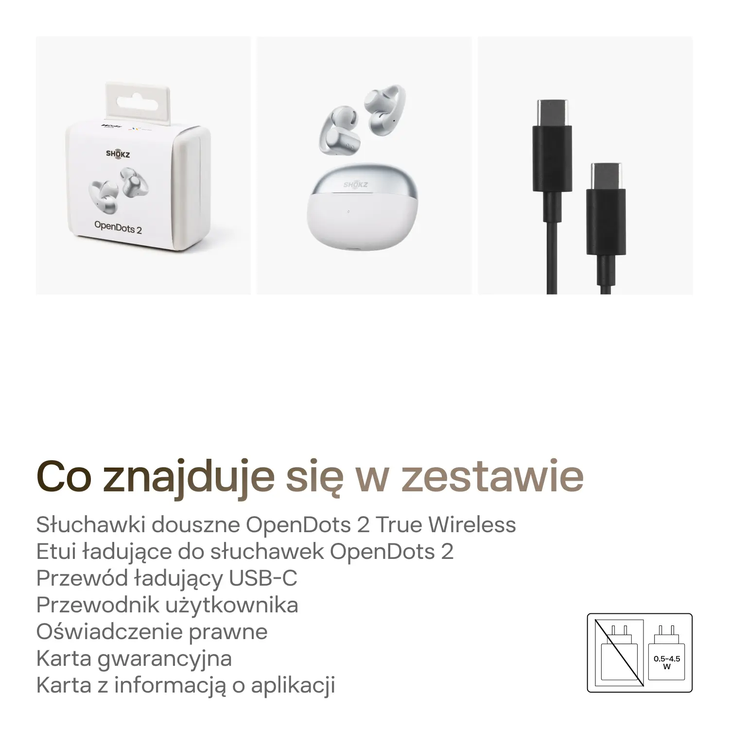 Zawartość opakowania Shokz OpenDots 2