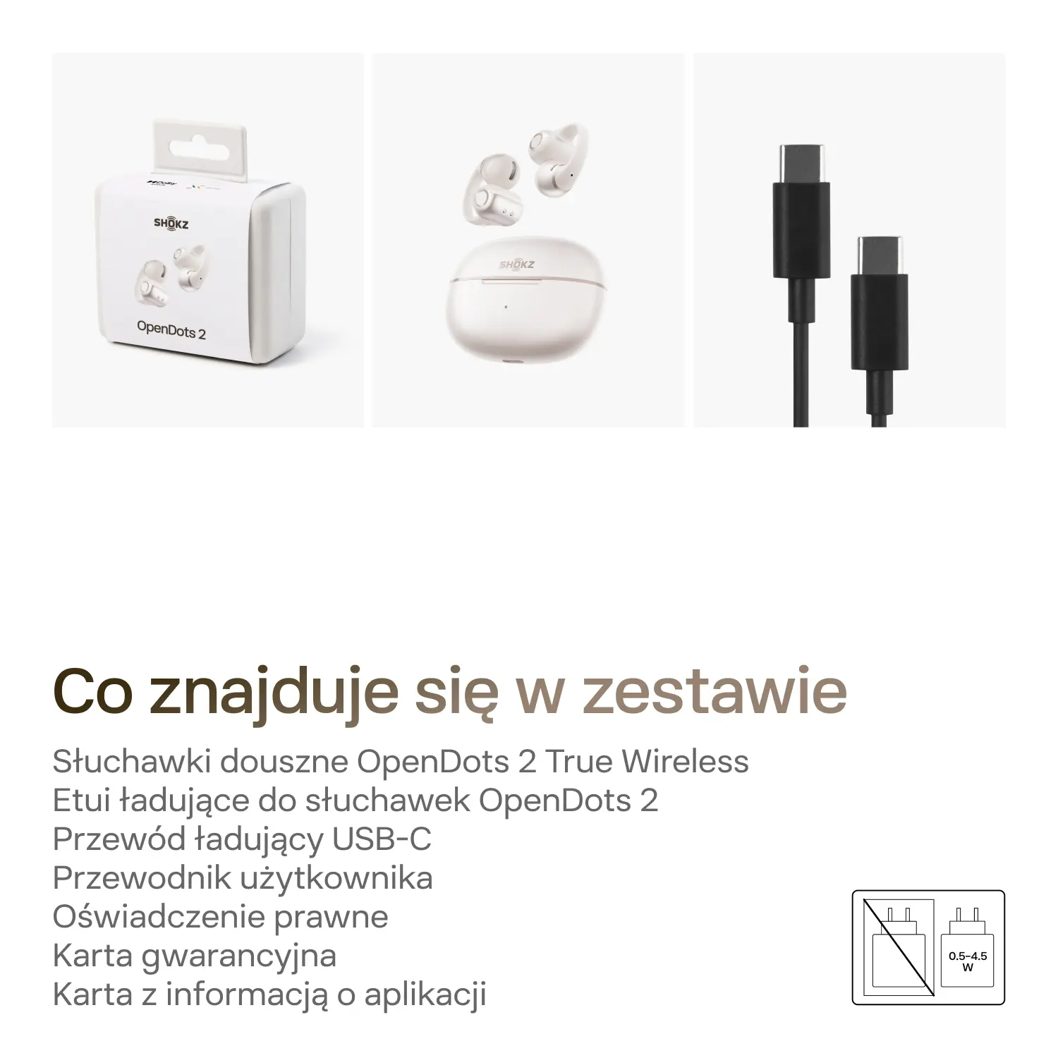 Zawartość opakowania Shokz OpenDots 2