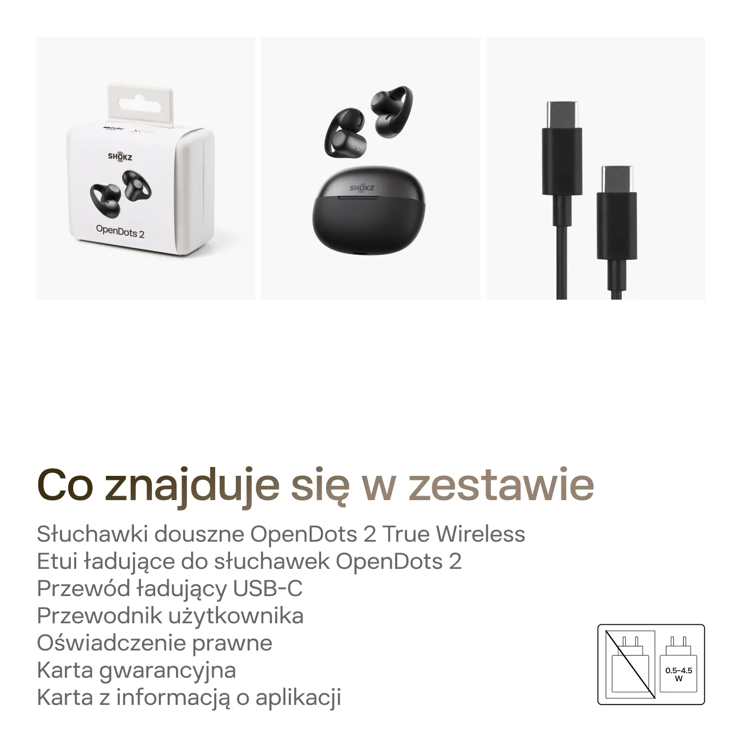 Zawartość opakowania Shokz OpenDots 2